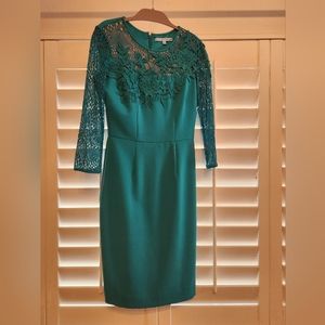 Antonio Melani turquoise lace formal knee length dress size 0